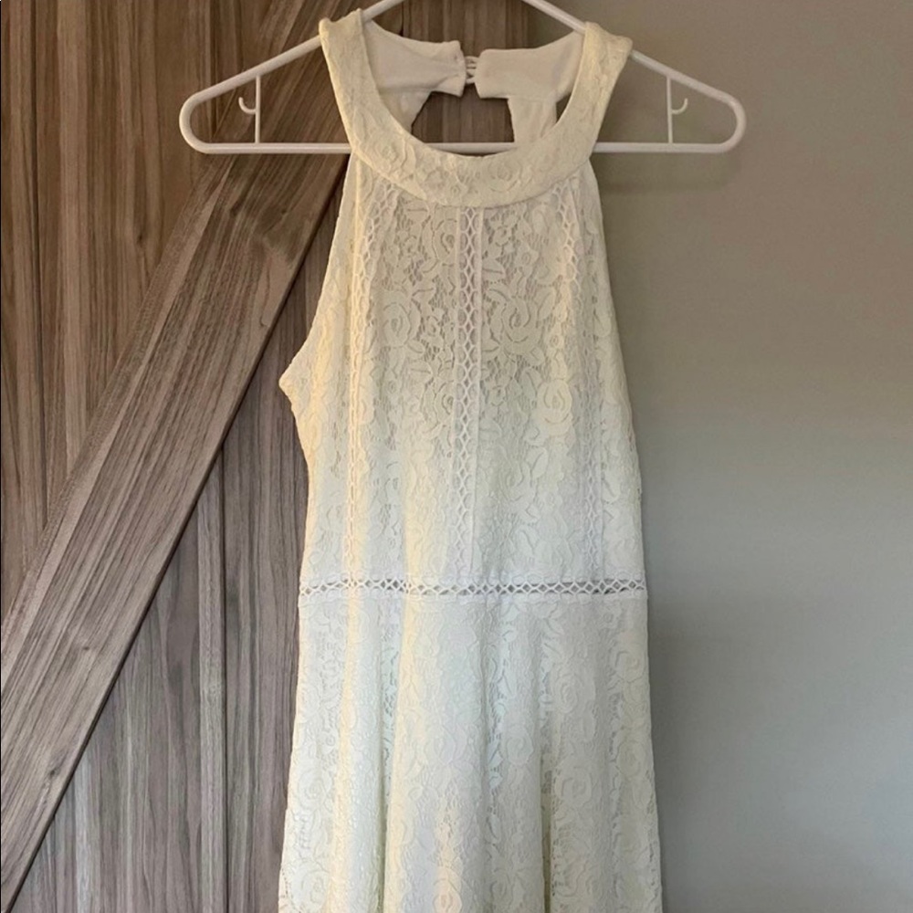Macys Crystal Doll Juniors off white lace dress